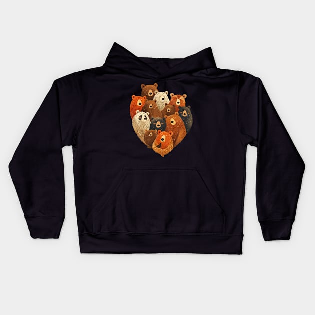 Grizzly Bear Forest Foragers Kids Hoodie by Josephine7